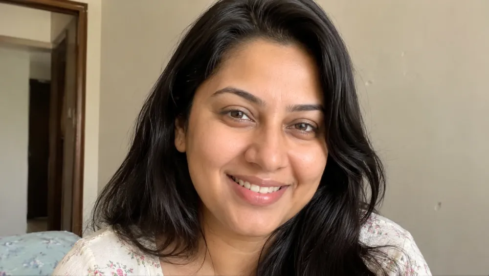 Sneha T., a Balansa Ayurveda customer from Nagpur with a calm, flake-free scalp